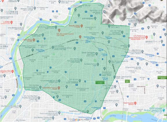 Uber Eats(ウーバーイーツ)岐阜県岐阜市のエリア画像