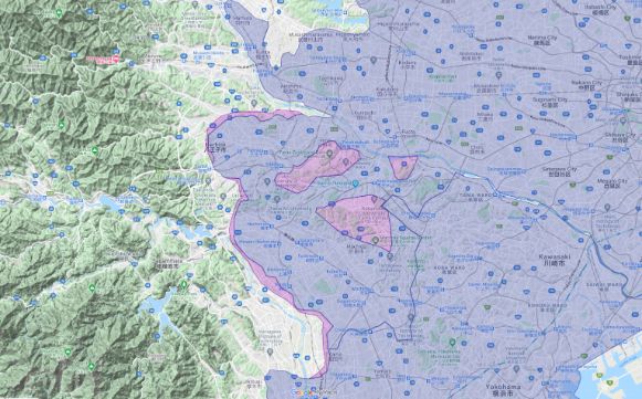 Uber Eats(ウーバーイーツ)あきる野市のエリア画像