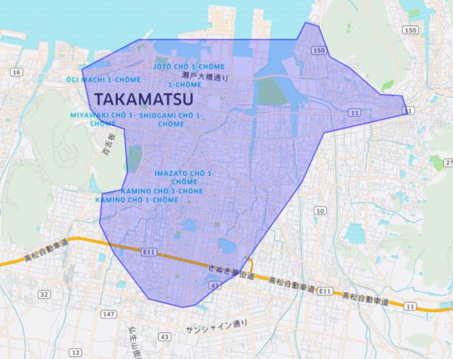 ウーバーイーツ香川県のエリア画像