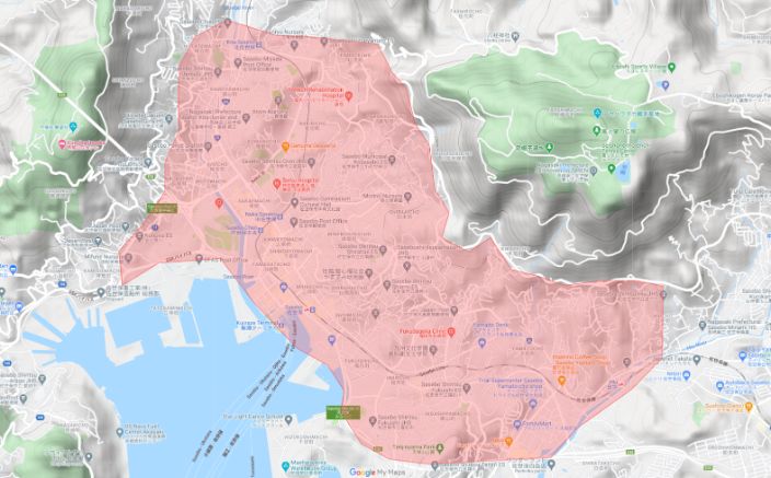 Uber Eats(ウーバーイーツ)佐世保市のエリア画像
